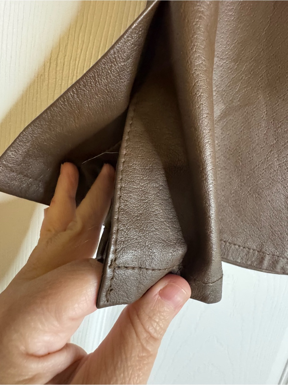 Classic Brown Leather A-Line Skirt - Picture 3 of 4